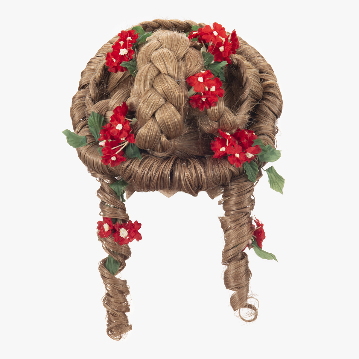 三つ編みのアップスタイル、1855年の髪型